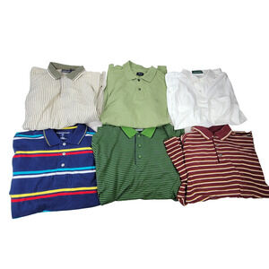 Lot of Polo Shirts Mens Sz Medium Y2k Grunge Izod Cutter Buck Preppy Outer Banks